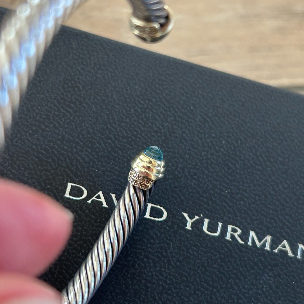 David Yurman Silver Bracelet with Gold and blue Topaz - Picture 3 of 4